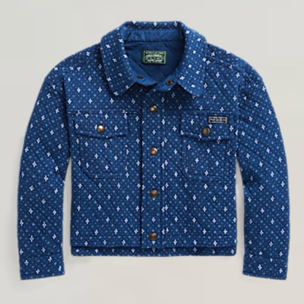 Polo Ralph Lauren Kids Unisex Geometric-Print Double-Knit Shirt Jacket - Size 6